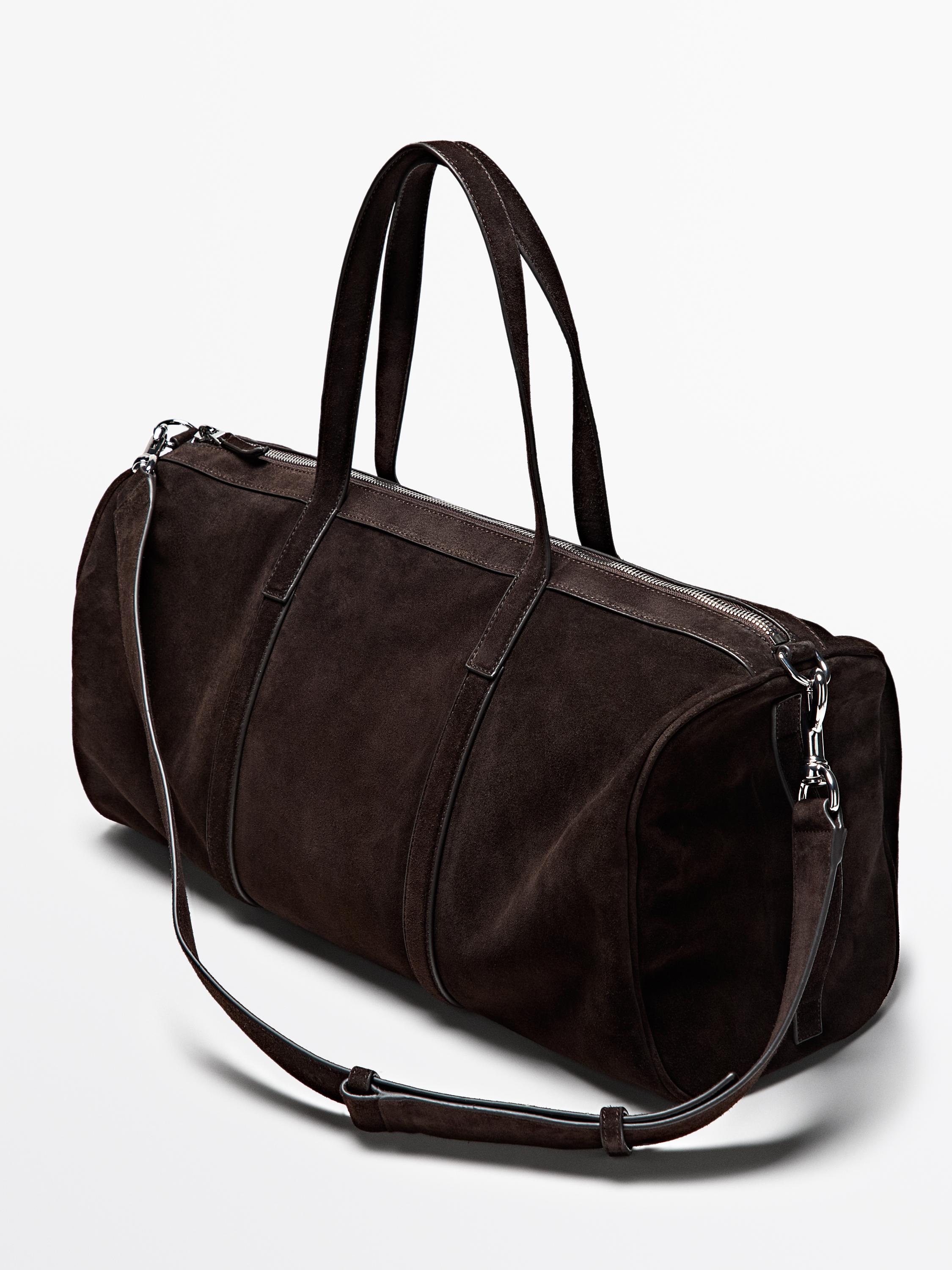 Suede leather travel bag